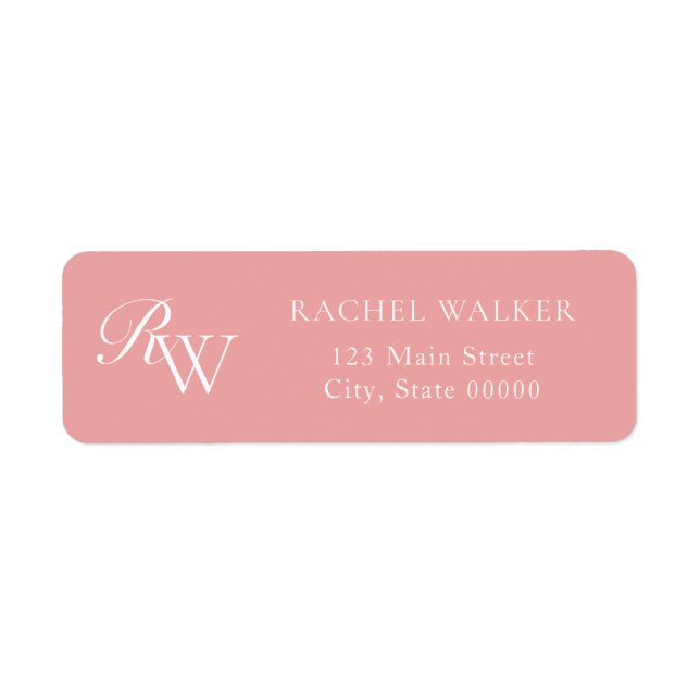 Elegant Pink Monogram Return Address (Front)