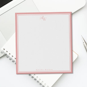 Elegant Pink Monogram Two Border Notepad