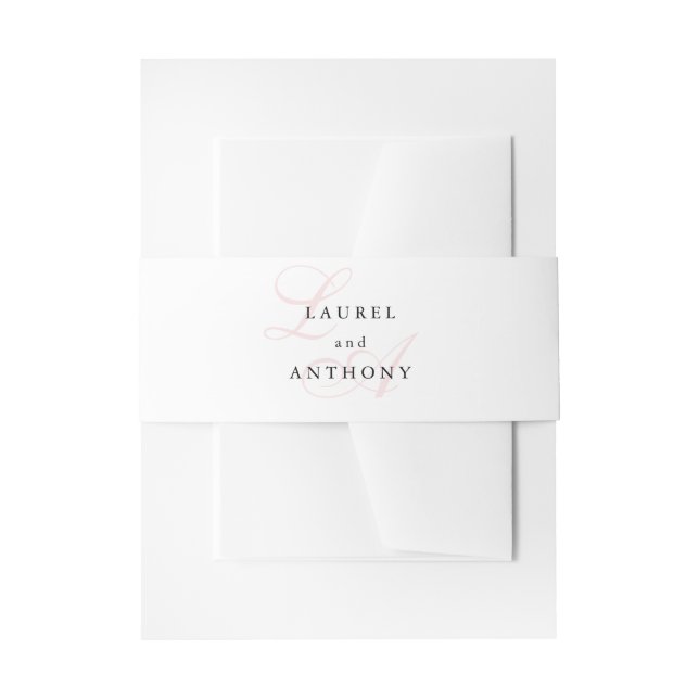 Elegant Pink Monogram Wedding Invitation Belly Band (Front Example)