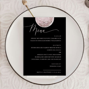Elegant Pink Moon   Black Celestial Wedding Dinner Menu
