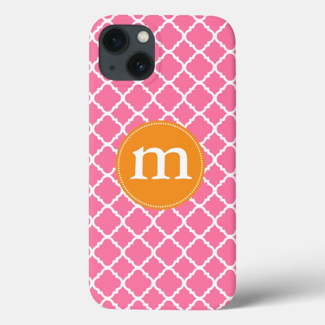 Elegant Pink Moroccan Quatrefoil Personalised Case-Mate iPhone Case (Back)