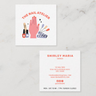 Elegant pink nail salon minimalist manicurist square business card