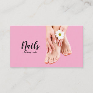 Elegant Pink Nail Technician Business Card