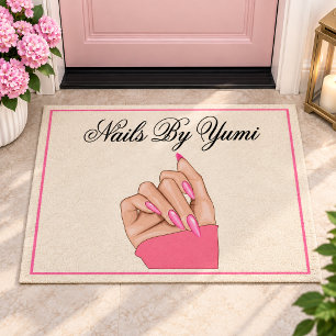 Elegant Pink Nails Beauty Salon Welcome Promo Doormat