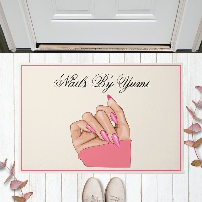 Elegant Pink Nails Beauty Salon Welcome Promo  Doormat (Creator Uploaded)