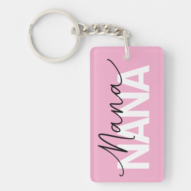 Elegant Pink NANA Keychain – Modern Script Grandma (Front)