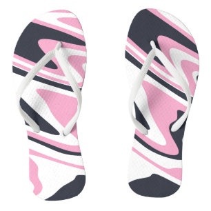 Elegant pink, navy blue and white marble look jandals