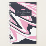 Elegant pink, navy blue and white marble look planner<br><div class="desc">Modern and colourful combination of pink,  navy blue and white.</div>
