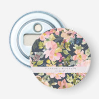 Elegant Pink Navy Watercolor Floral Custom Wedding