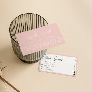 Elegant Pink Neutral Trendy Girly Modern 6 Punch Loyalty Card