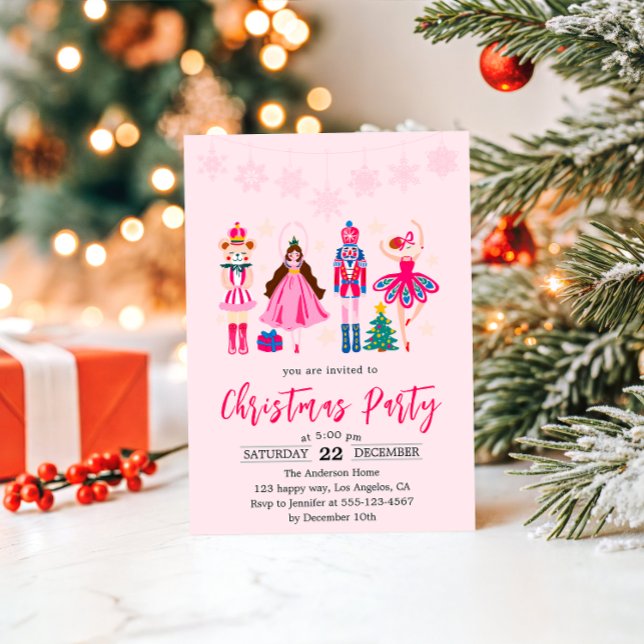  Elegant Pink Nutcracker Ballet Christmas Party   Invitation (Creator Uploaded)