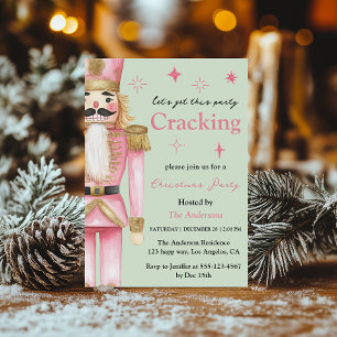 Elegant Pink Nutcracker Christmas Party Invitation