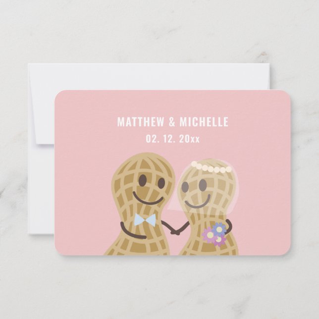 Elegant Pink Nuts About Each Other Cute Wedding RSVP Card (Back)