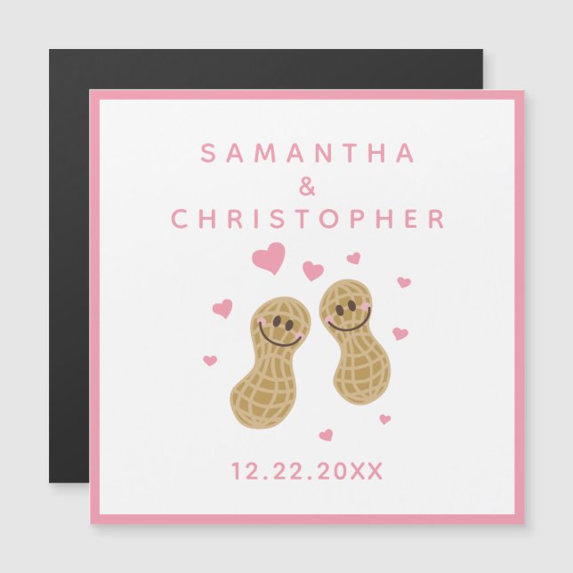 Elegant Pink Nuts About Each Other Wedding Magnetic Invitation (Front/Back)