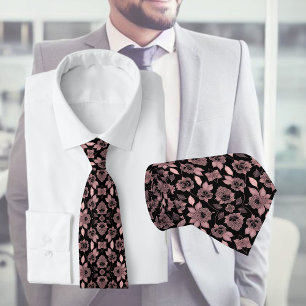 Elegant pink on black lace in vintage style  tie