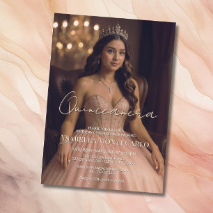 Elegant Pink or Rose Gold Quinceañera Invitation