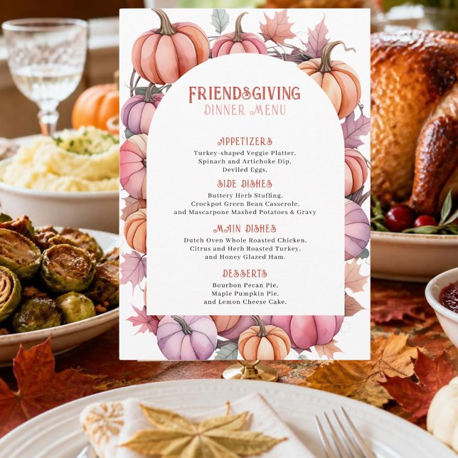 Elegant Pink & Orange Pumpkins Wreath Design Menu (Creator Uploaded)