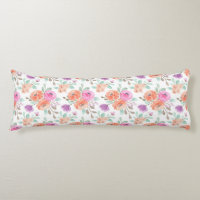 Elegant Pink Orange Purple Watercolor Floral White