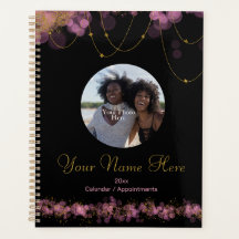 Elegant Pink Orbs and Gold Stars Calendar