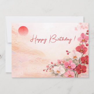 Elegant Pink Orchid Birthday Card