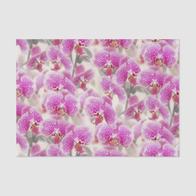 Elegant Pink Orchid Floral Pattern Tissue Paper (Front)