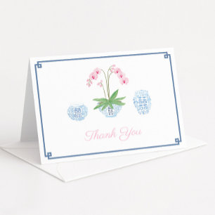 Elegant Pink Orchid Ginger Jars Bridal Shower Thank You Card
