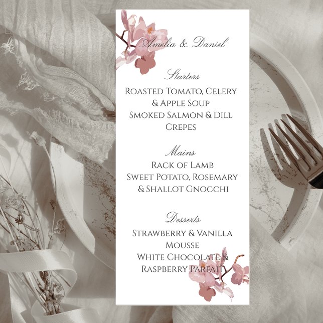 Elegant Pink Orchid  Menu Card (Creator Uploaded)