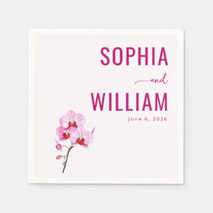 Elegant Pink Orchid Minimalist Napkin