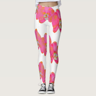 Elegant Pink Orchid watercolor painting Leggings