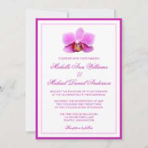 Elegant Pink Orchid Wedding Invitation