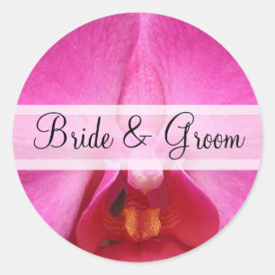 Elegant Pink Orchid Wedding Stickers
