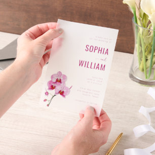 Elegant Pink Orchid Wedding Vellum Invitations