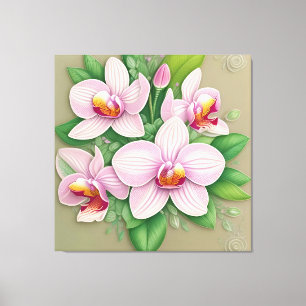 Elegant Pink Orchids Blossoming Canvas Print