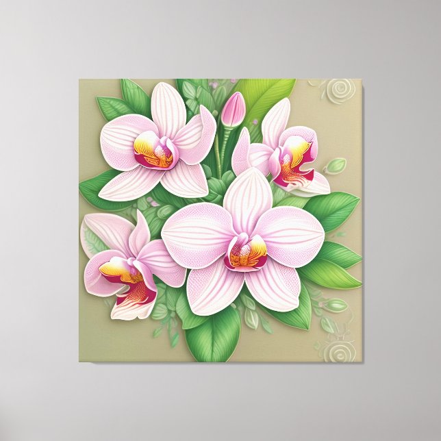 Elegant Pink Orchids Blossoming Canvas Print (Front)