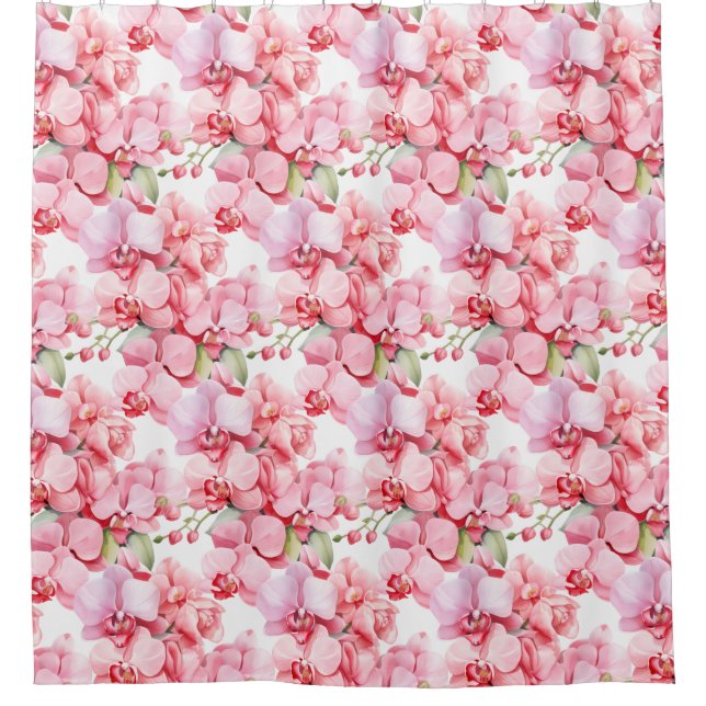 Elegant Pink Orchids Shower Curtain (Front)
