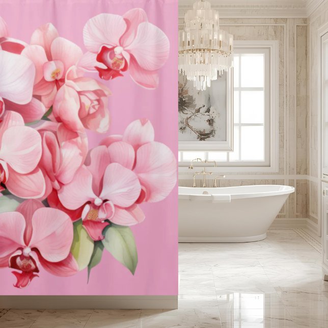 Elegant Pink Orchids Shower Curtain (Creator Uploaded)