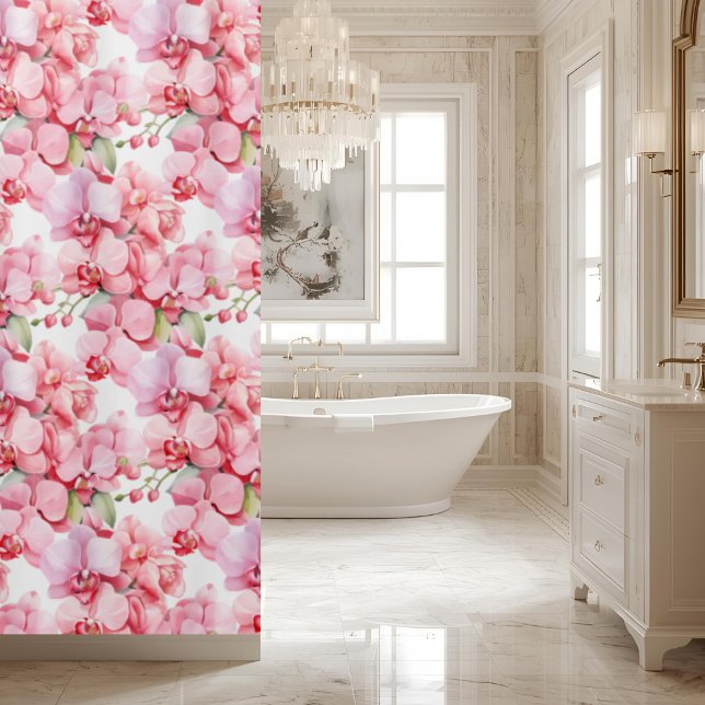 Elegant Pink Orchids Shower Curtain (Creator Uploaded)