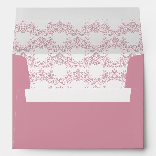Elegant Pink Ornate Wedding Envelope (Back (Bottom))