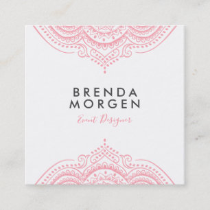 Elegant Pink Paisley Mandala Square Business Card