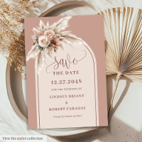 Elegant Pink Pampas Grass Wedding Save the Date