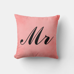 Elegant Pink Parchment Mr and Mrs Cushion