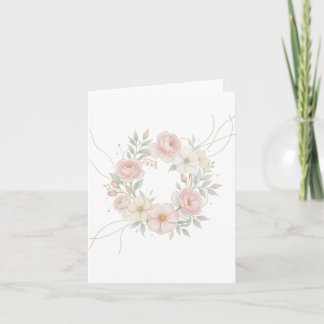Elegant Pink Pastel Floral Wreath Botanical Design Invitation