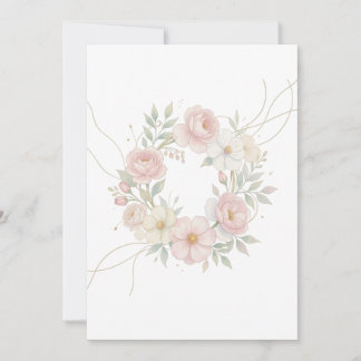 Elegant Pink Pastel Floral Wreath Botanical Design Invitation