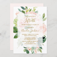 Elegant Pink Peach Bloom 50th Birthday Party