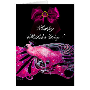 ELEGANT PINK PEACOCK,BOW,GEM STONE,Mother's Day