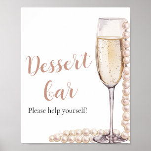 Elegant Pink Pearls and Prosecco Dessert Bar Sign