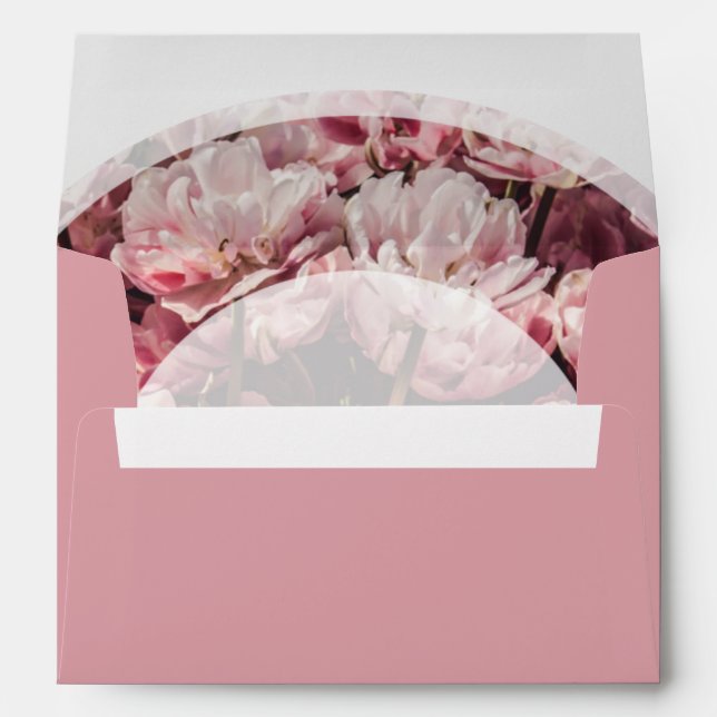 Elegant Pink Peonies 5x7 Wedding Invitation Envelope (Back (Bottom))