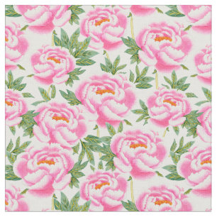 Elegant Pink Peonies Pattern Fabric