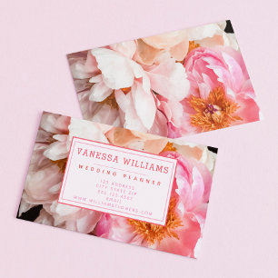 Elegant Pink Peonies - Personalised Business Card