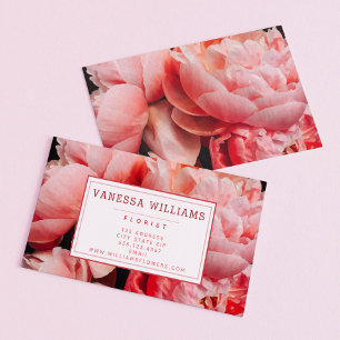 Elegant Pink Peonies - Personalised Business Card